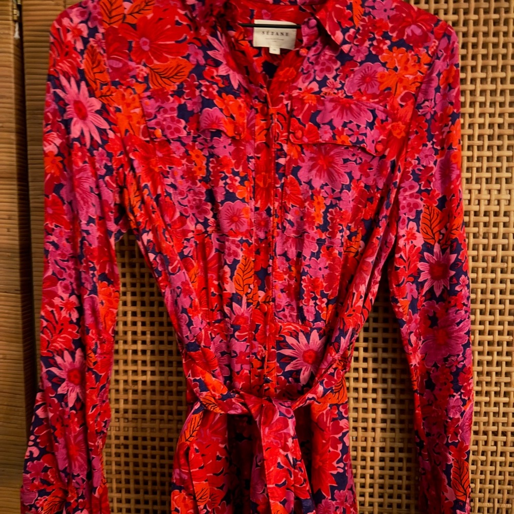 Sezane Floral Red Dress